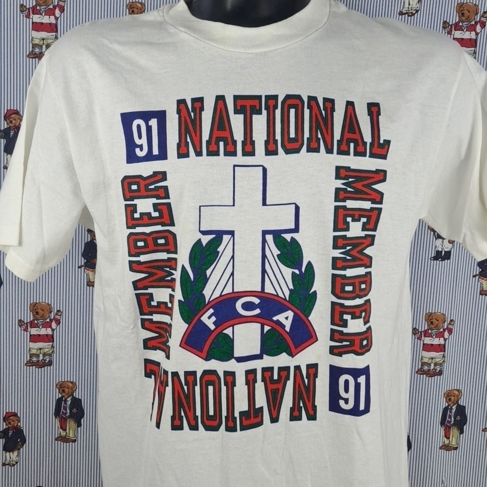 Vintage 1991 FCA National Member Champion Christian graphic white XL t-shirt